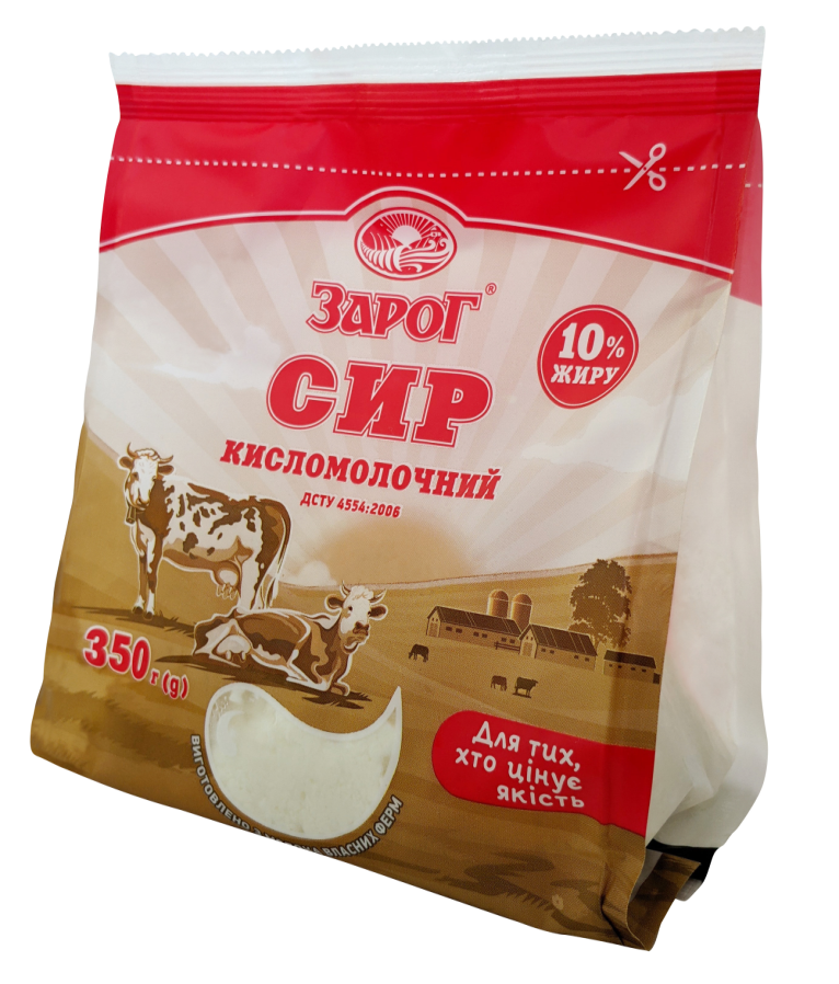 Сир кисломолочний 10% фасований 350 г тм Зарог